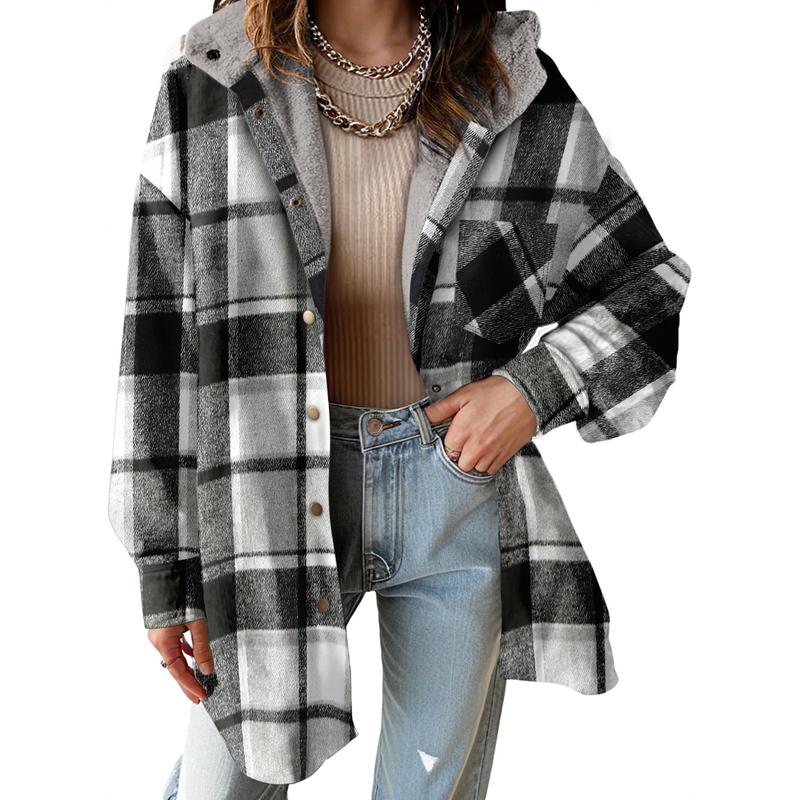 Plaid Hooded Teddy Shacket