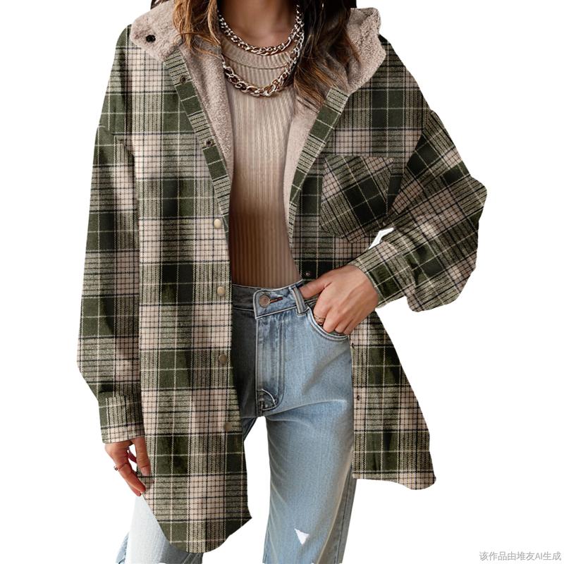 Plaid Hooded Teddy Shacket
