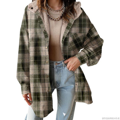 Plaid Hooded Teddy Shacket