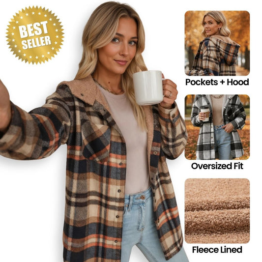 Plaid Hooded Teddy Shacket