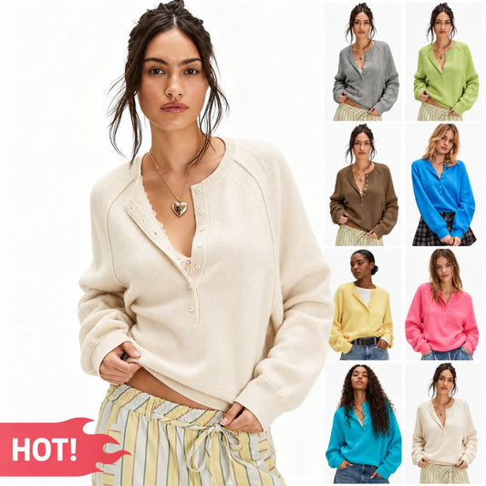 Half Button Henley Sweater