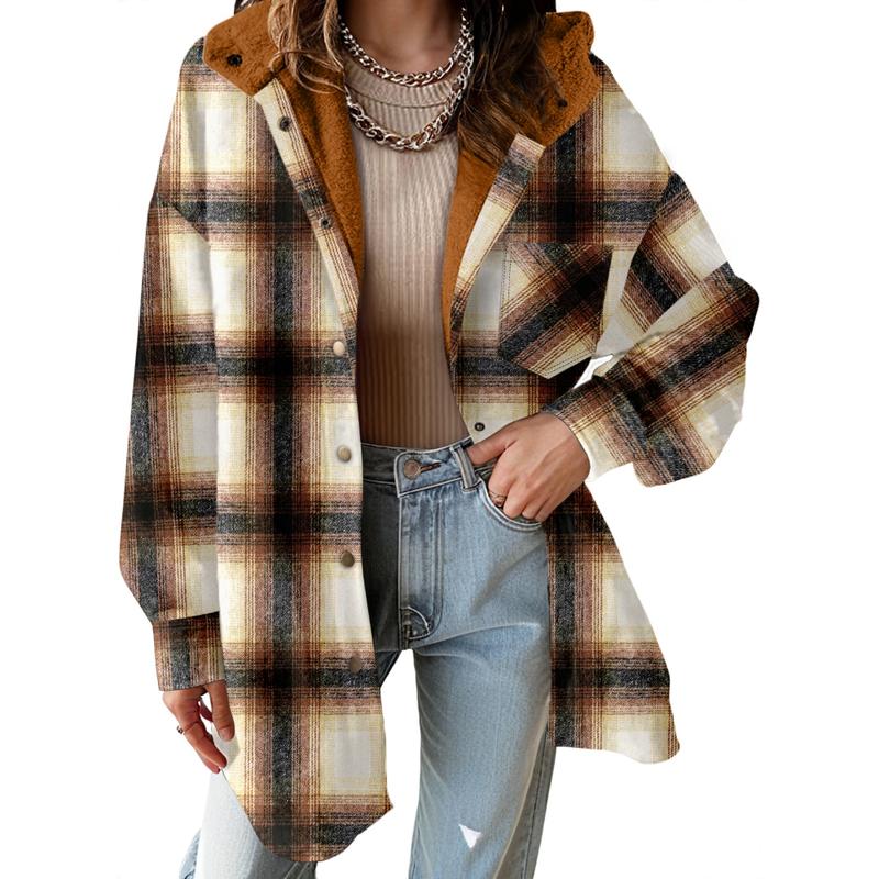 Plaid Hooded Teddy Shacket