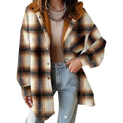 Plaid Hooded Teddy Shacket