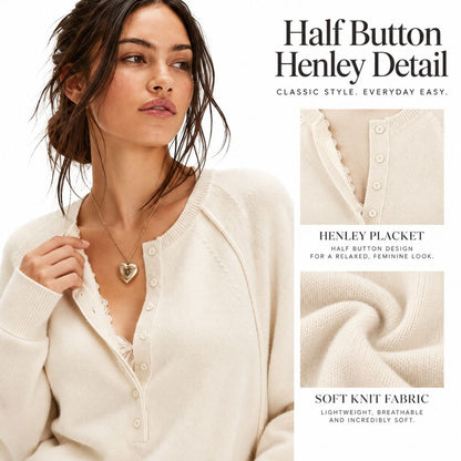 Half Button Henley Sweater