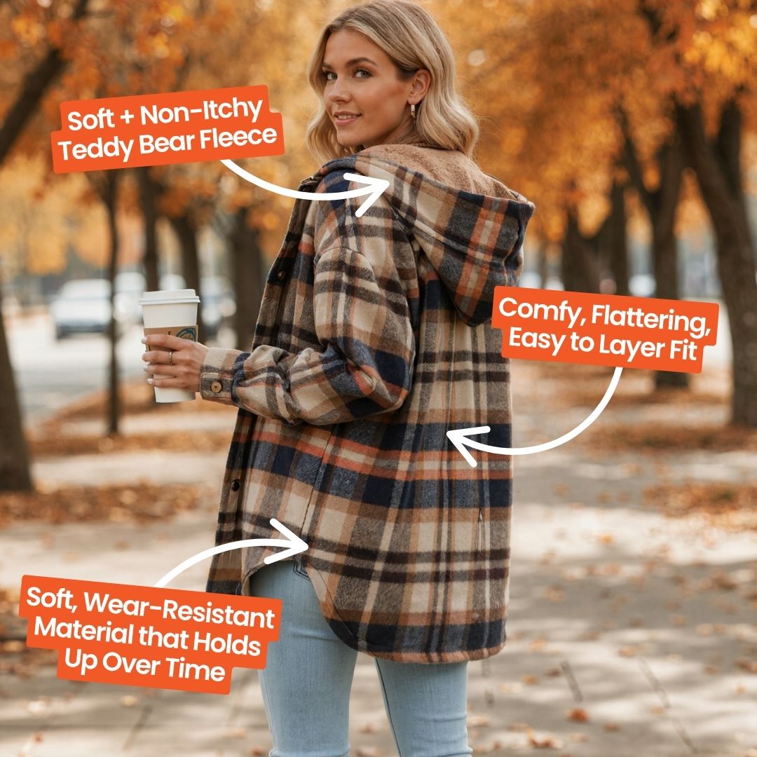 Plaid hooded shacket image 3