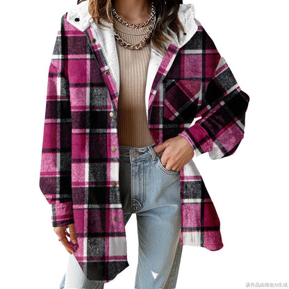 Plaid Hooded Teddy Shacket
