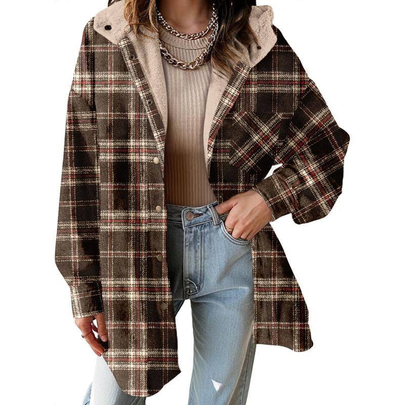 Plaid Hooded Teddy Shacket