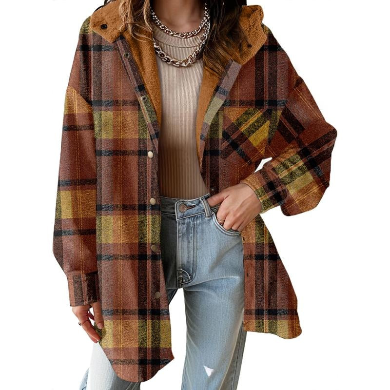 Plaid Hooded Teddy Shacket