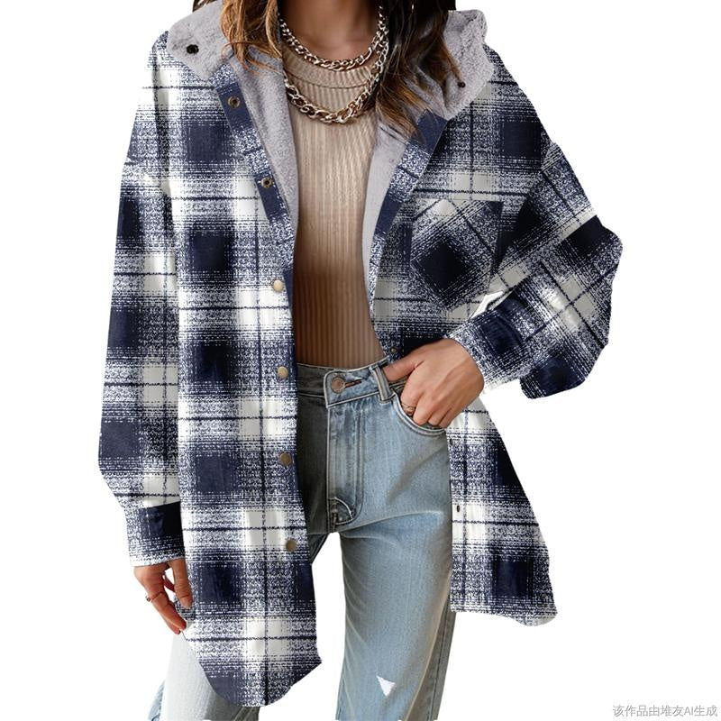 Plaid Hooded Teddy Shacket