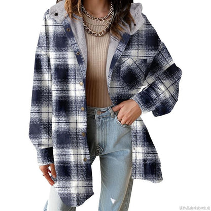 Plaid Hooded Teddy Shacket