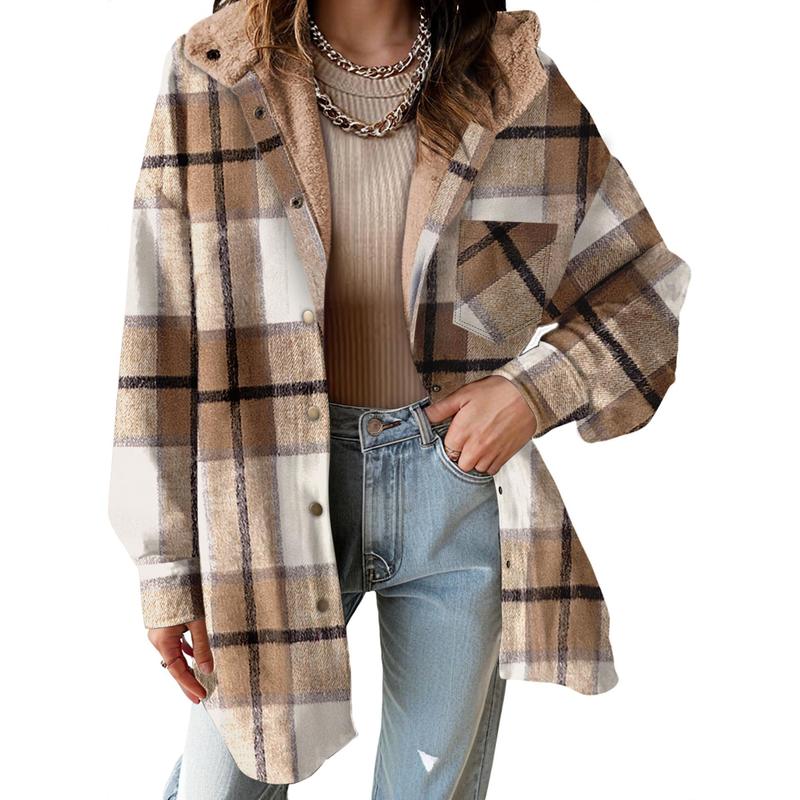 Plaid Hooded Teddy Shacket