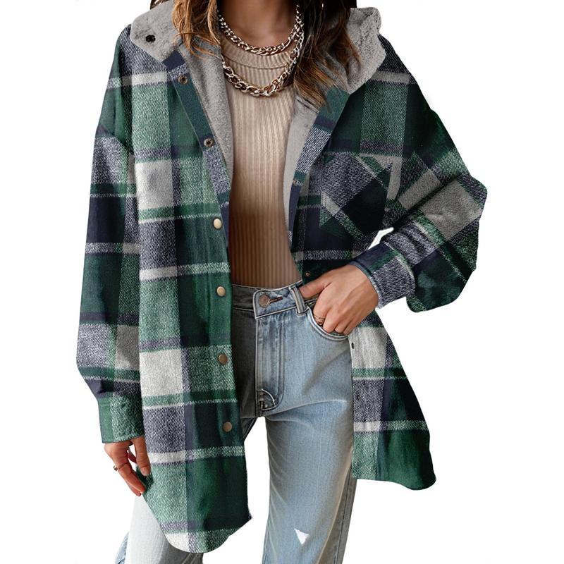 Plaid Hooded Teddy Shacket