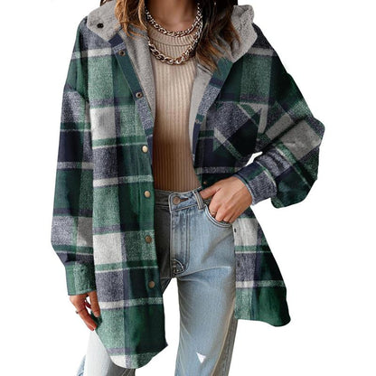 Plaid Hooded Teddy Shacket