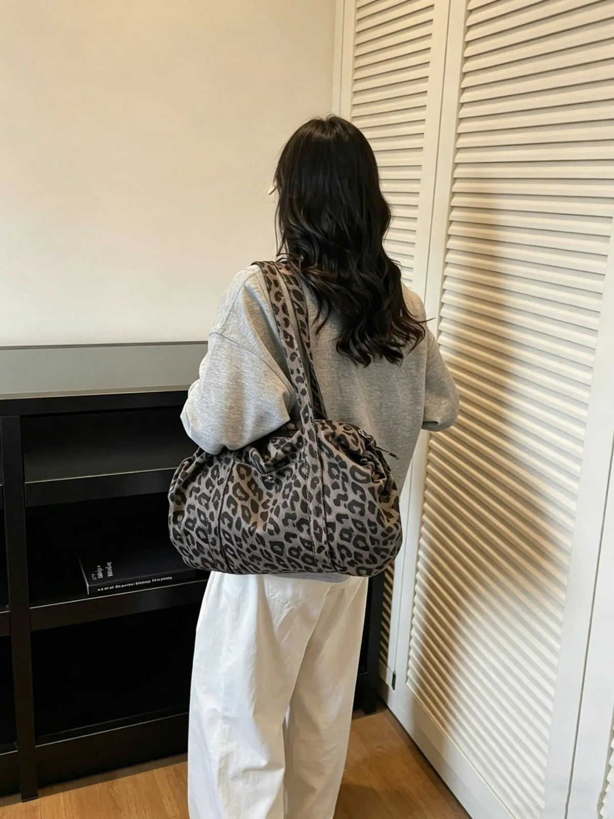 Medium Leopard Print Luggage Bag