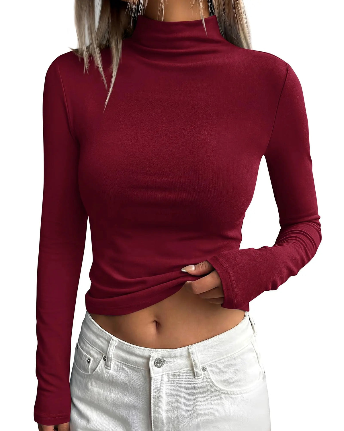 Mock Turtleneck Long Sleeve Top