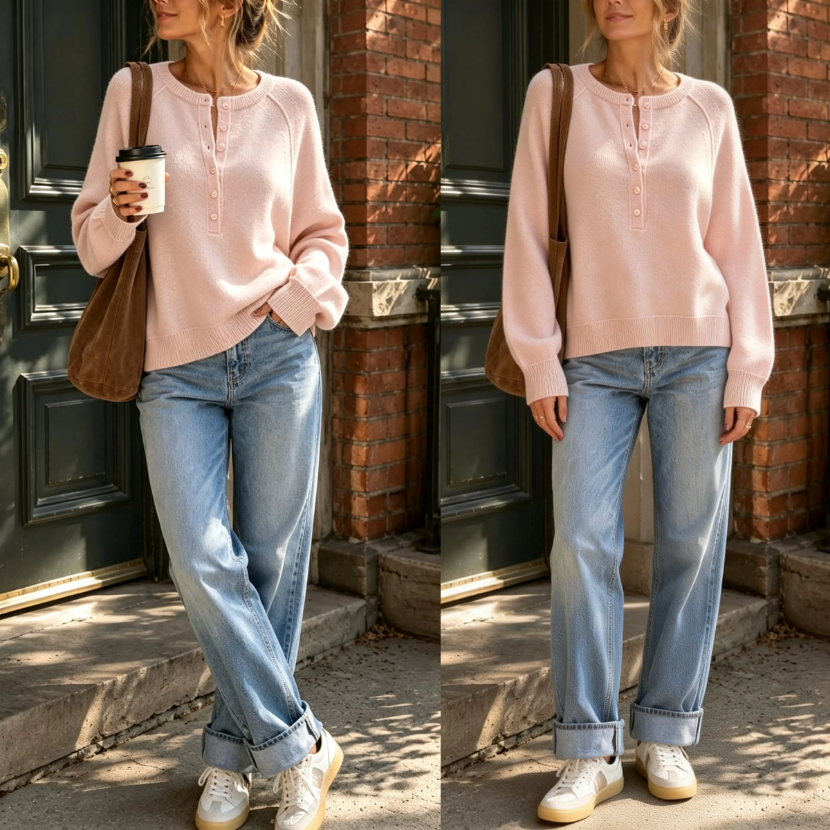 Half Button Henley Sweater